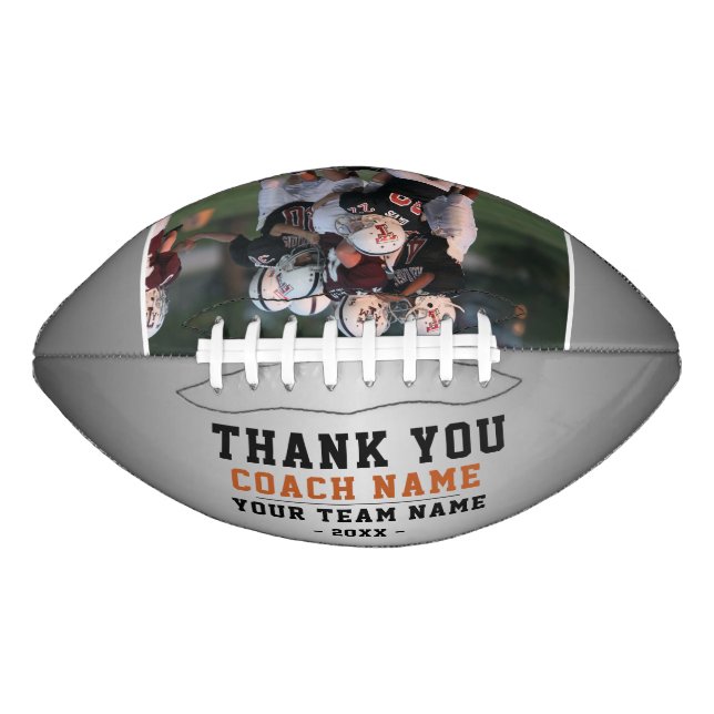Thank you Coach Team Name Silver Photo Football (Front)