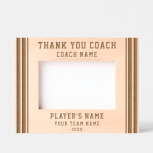 Thank you Coach Team Name Sports Keepsake Etched Frames