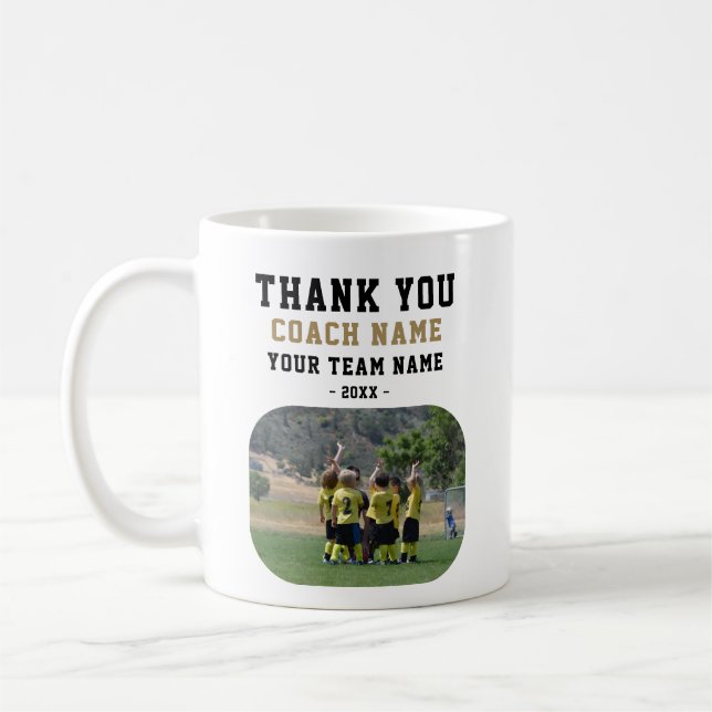 Thank you Coach with Team Name Photo Coffee Mug (Left)