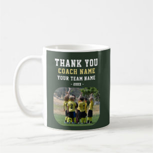 Thank you Coach with Team Name Photo Coffee Mug