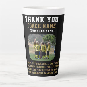 Thank you Coach with Team Name Photo Latte Mug