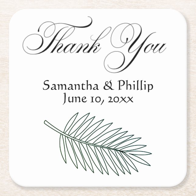 Thank you coaster wedding favors (Front)
