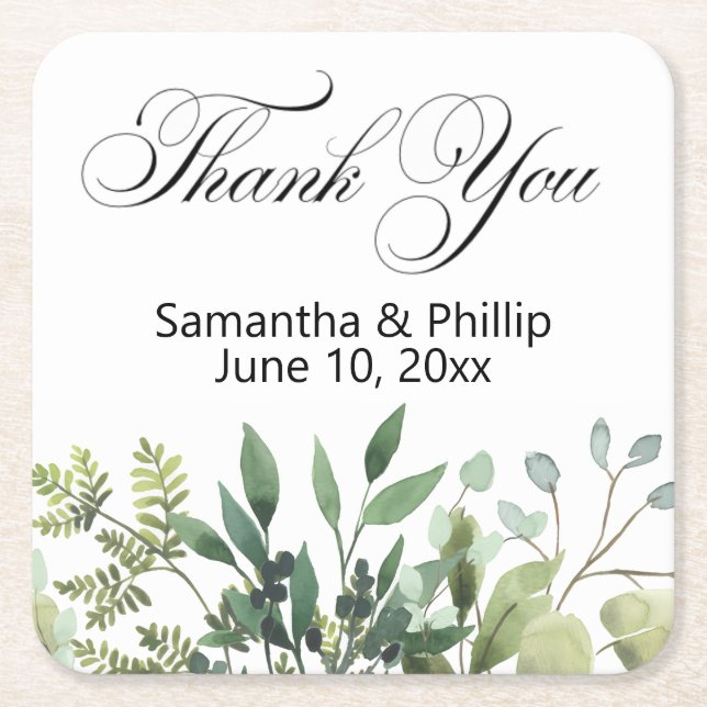 Thank you coaster wedding favors (Front)
