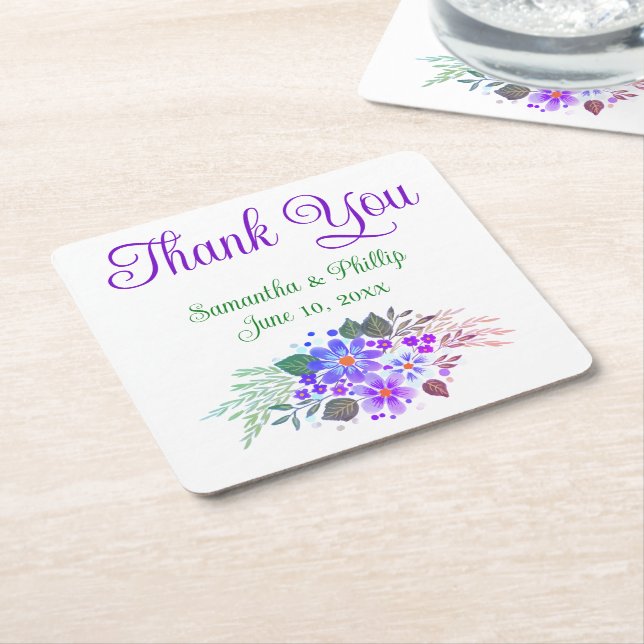 Thank you coaster wedding favour  (Angled)