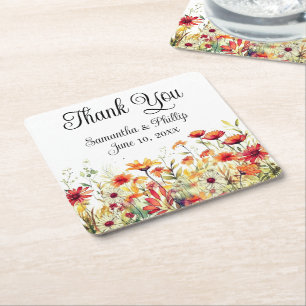 Thank you coaster wedding favour floral