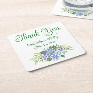 Thank you coaster wedding favour green tree