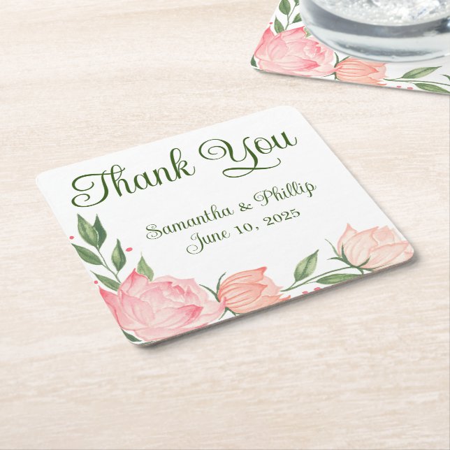 Thank you coaster wedding favour purple (Angled)
