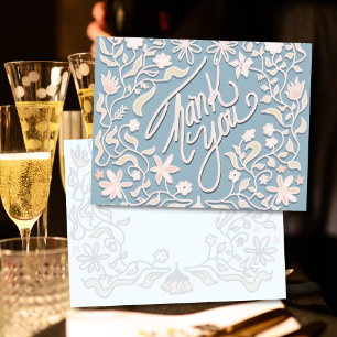 Thank You Colonial Blue Floral art flat cards