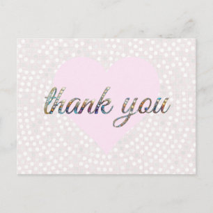Thank You colorful diamantes pink heart Postcard