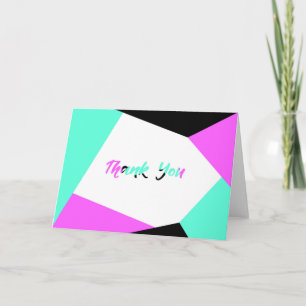 Thank You Colour Block Card Black Teal Pink