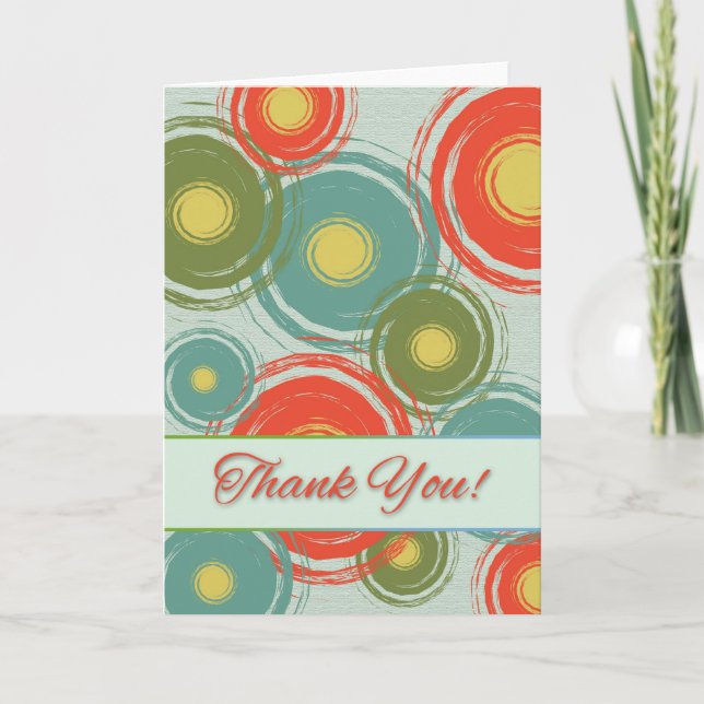 Thank You, Coloured Spirals on Faux Texture Thank You Card (Front)