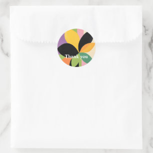 Thank you colourful abstract flower classic round sticker