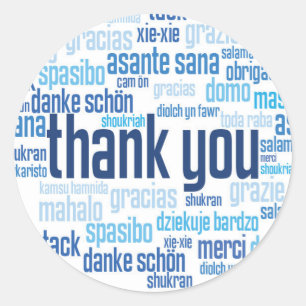 Thank you colourful blue envelope seal sticker