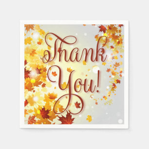 Thank You Colourful Fall Paper Napkins With Leaves