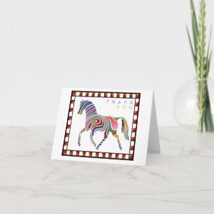 Thank You Colourful Horse Pony with Border Orange Card