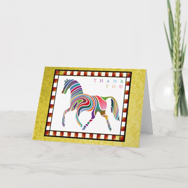 Thank You Colourful Horse Pony with Border Yellow (Front)