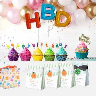 Thank you colourful lively smiling orange Green Favour Box