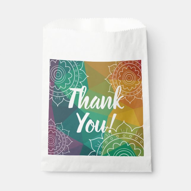 Thank you colourful mandala boho chic favour bag (Front)