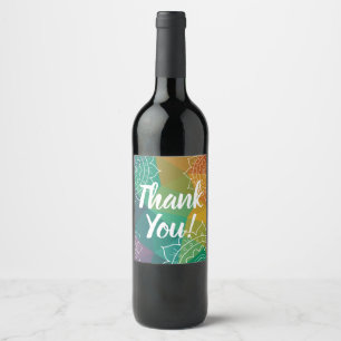 Thank you colourful mandala boho chic wine label