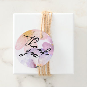 Thank you Colourful Pastel Purple Watercolor Flowe Favour Tags