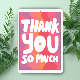 THANK YOU Colourful Pink Curvy Stripes CUSTOM  Card