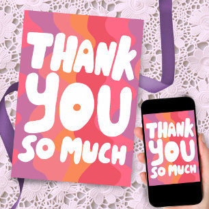 THANK YOU Colourful Pink Curvy Stripes CUSTOM  Card