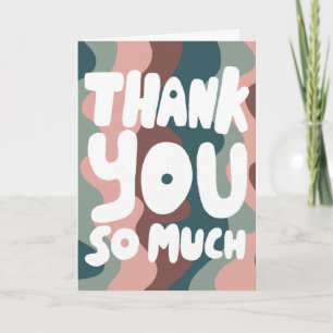 THANK YOU Colourful Pink Green Curvy Stripes CUSTO Card