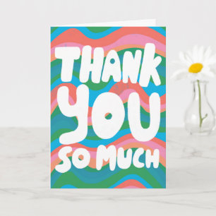 THANK YOU Colourful Pink Green Stripes CUSTOM Card