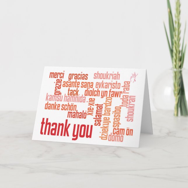 Thank you colourful red folded card (Front)