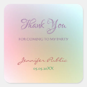 Thank You Colourful Template Typography Script Tex Square Sticker