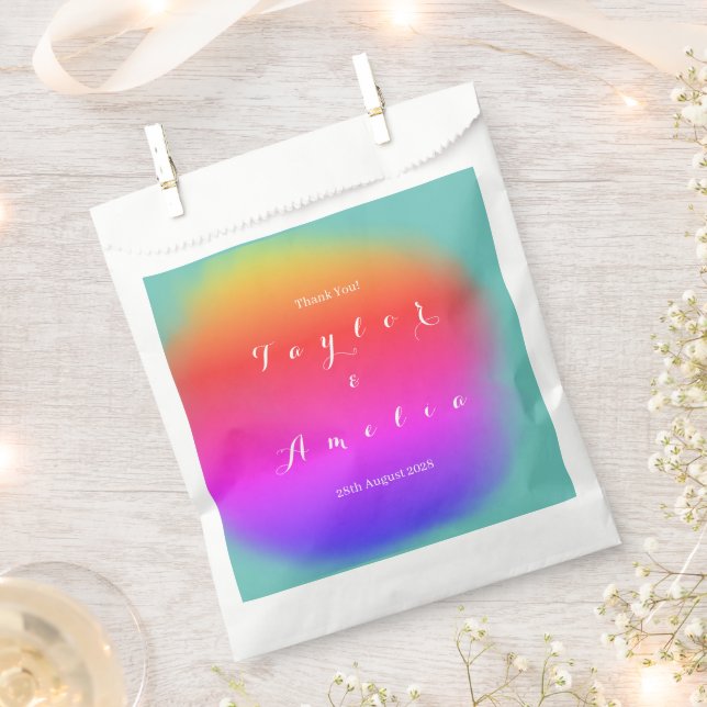 Thank You Colourful Wedding Favour Bag (Clipped)