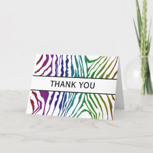 Thank You! Colourful Wild Animal Zebra Patterns You Card