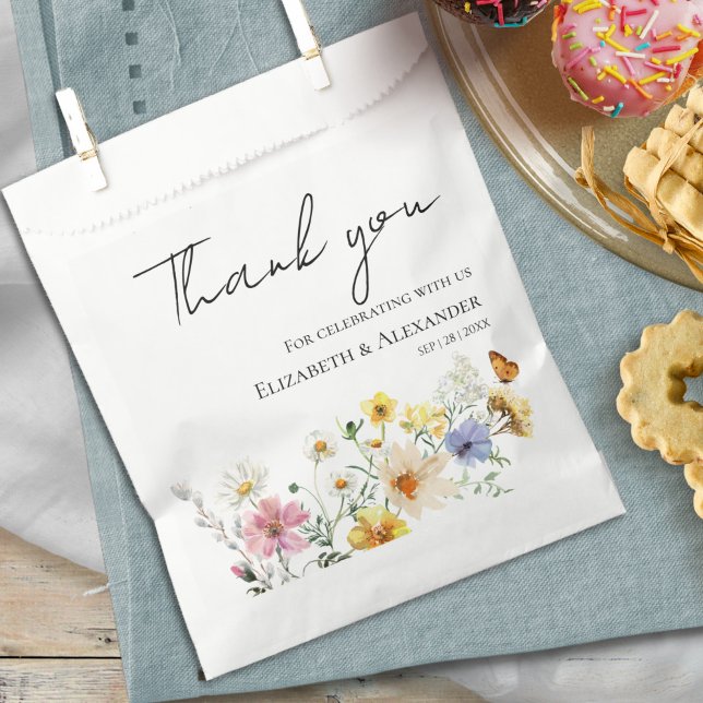  Thank You | Colourful Wildflower Boho Wedding Favour Bag (Creator Uploaded)