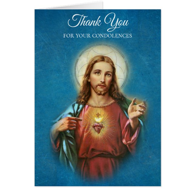 Thank You  Condolence Sympathy Sacred Heart Jesus (Front)