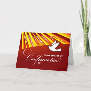 Thank You Confirmation Gift Gold & Red Rays Card
