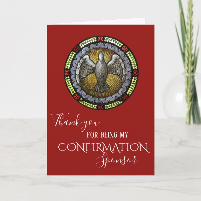 Thank You Confirmation Sponsor Stained Glass Dove Card (Front)