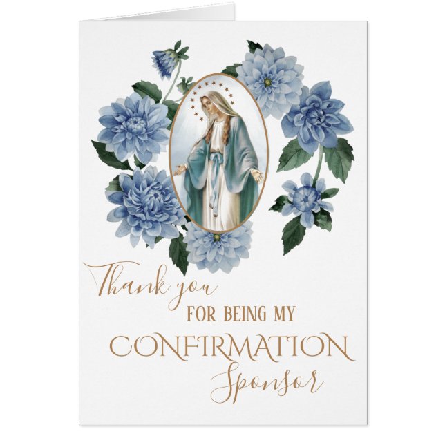 Thank You Confirmation Sponsor Virgin Mary Flowers (Front)