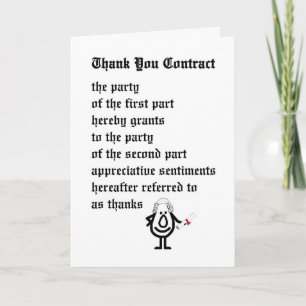 Thank You Contract - a funny legal thank you poem