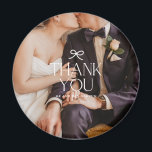 Thank You Coquette Bow Wedding Photo Magnet<br><div class="desc">Show your gratitude in the most stylish way with the Thank You Coquette Bow Wedding Photo Magnet. This chic and sophisticated magnet features a beautiful wedding photo of you and your partner, paired with a sweet "Thank You" message and a delicate coquette bow design. It’s a thoughtful and modern way...</div>