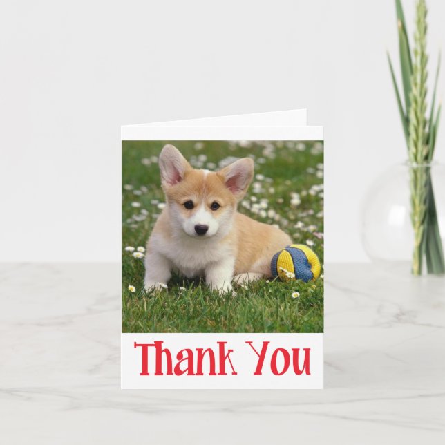 Thank You Corgie ( Pembroke ) Puppy Dog Note Card (Front)