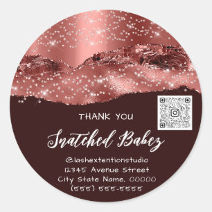Thank You Cosmetics Logo QR Code Glitter Strokes Classic Round Sticker