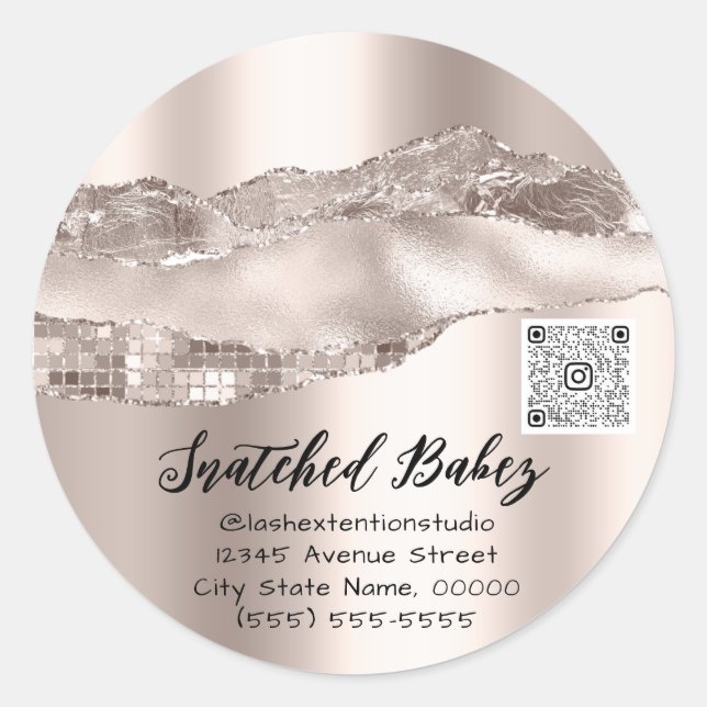 Thank You Cosmetics Logo QR Code Rose  Classic Round Sticker (Front)