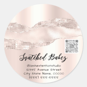 Thank You Cosmetics Logo QR Code Rose Pink Classic Round Sticker