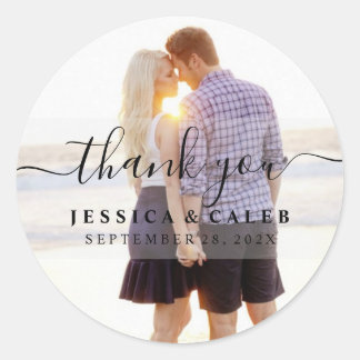 Thank You Couple's Photo Circle Sticker