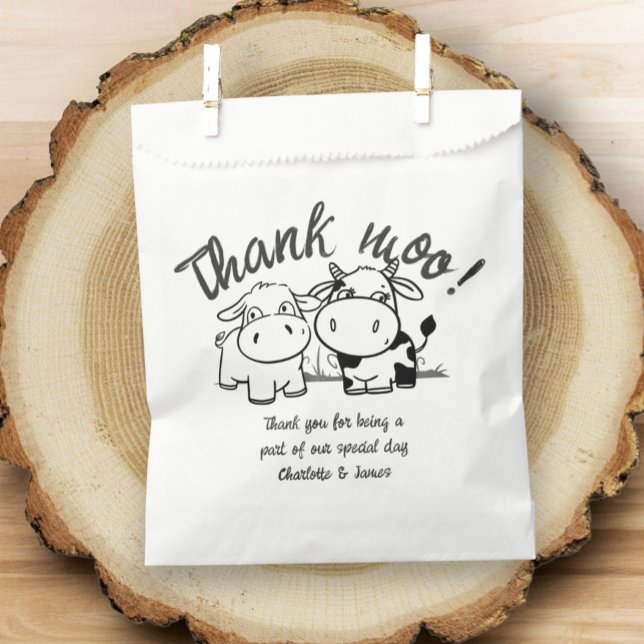 Thank You Cow Themed Wedding Favour Bag (Thank You Cow Themed Wedding Favor Bags from Ricaso. Delightful cattle couple personalized wedding)