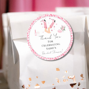 Thank You Cowboy Boots & Bubbly Bridal Shower  Classic Round Sticker