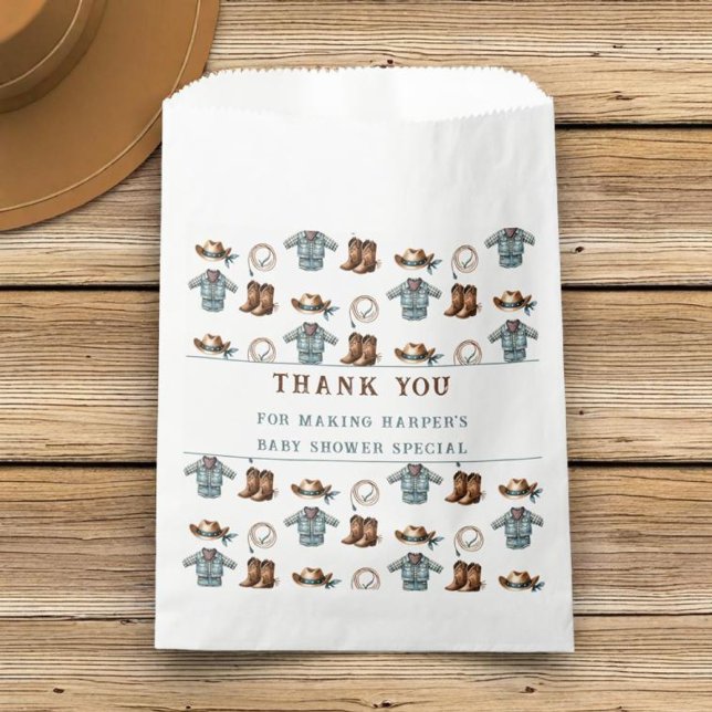 Thank You Cowboy Pattern Boy Baby Shower  Favour Bag (Creator Uploaded)