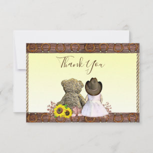 Thank You Cowgirl Themed Baby Shower Card