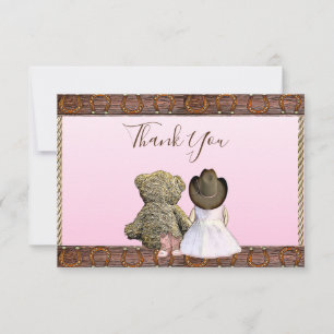 Thank You   Cowgirl Themed Baby Shower  Card