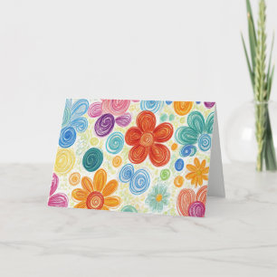 Thank You Crayon Doodle Daisy Design Card